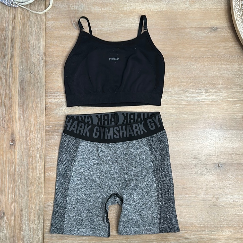 Gymshark padded workout top and shorts